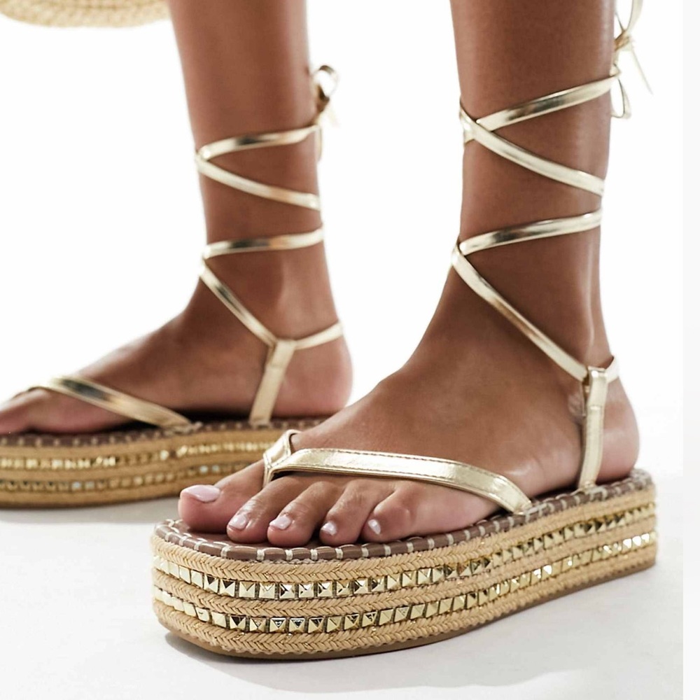 ASOS Gold Espadrille Platform Sandals